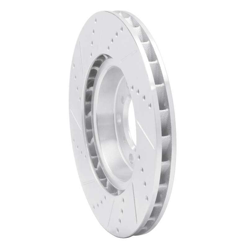 BMW M3 Brake Rotor (1) - Left Front - R1 Concepts - Drilled & Slotted - Silver - `01-`06